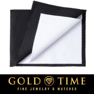 Gold Time jewelry care cloth folded open to show the white inner cleaning layer