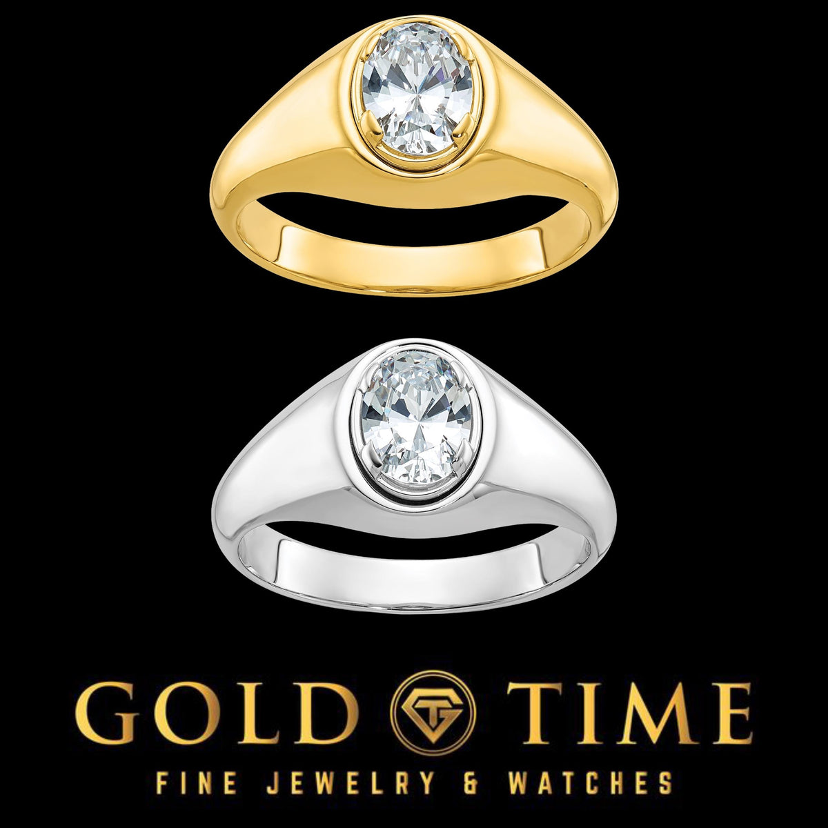 10K or 14K Mens 1 Carat Lab Diamond Solitaire Statement Ring