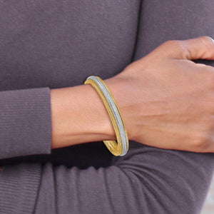 Two-tone mesh bangle bracelet side view