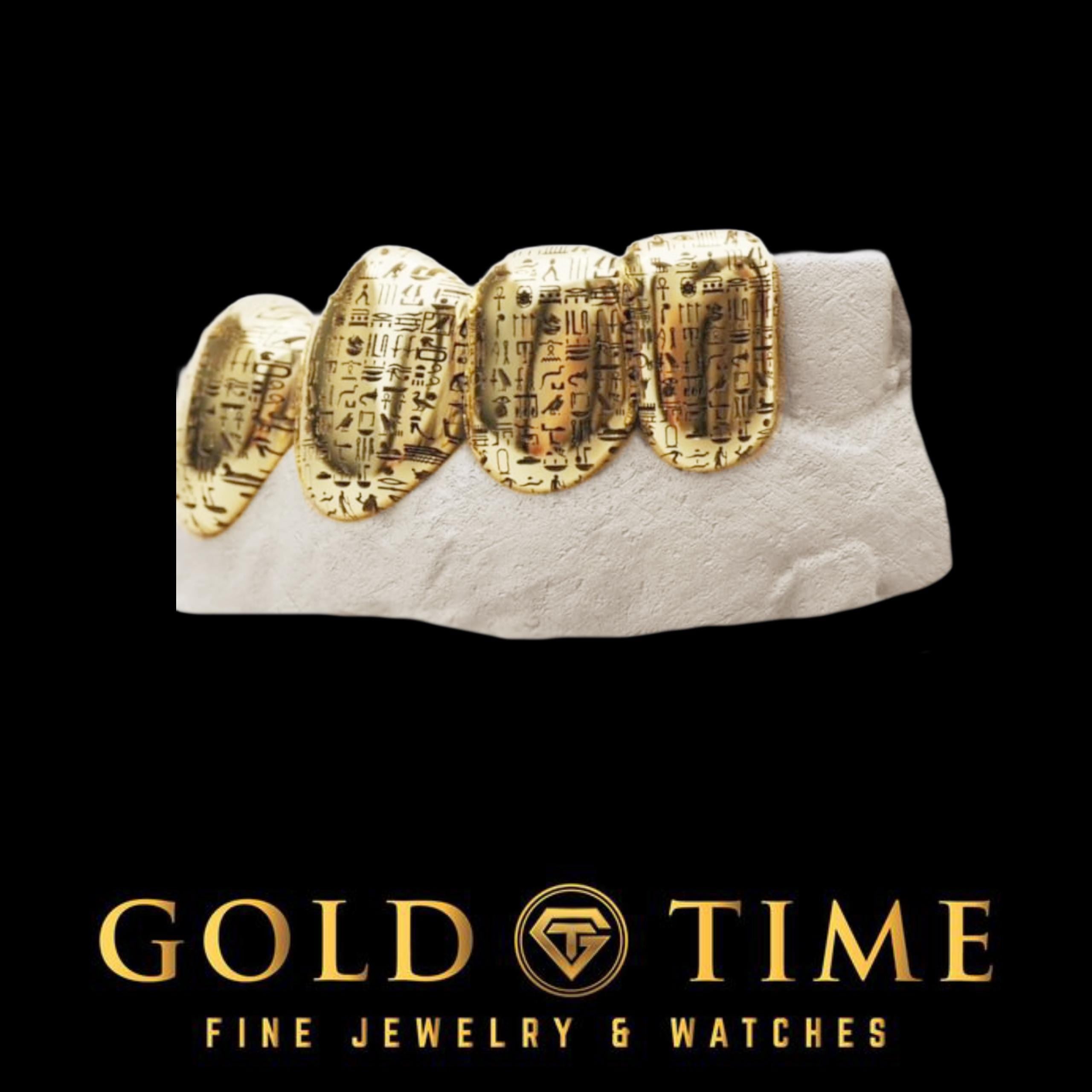 Custom 4-Piece Grillz with Laser Cut Hieroglyphics