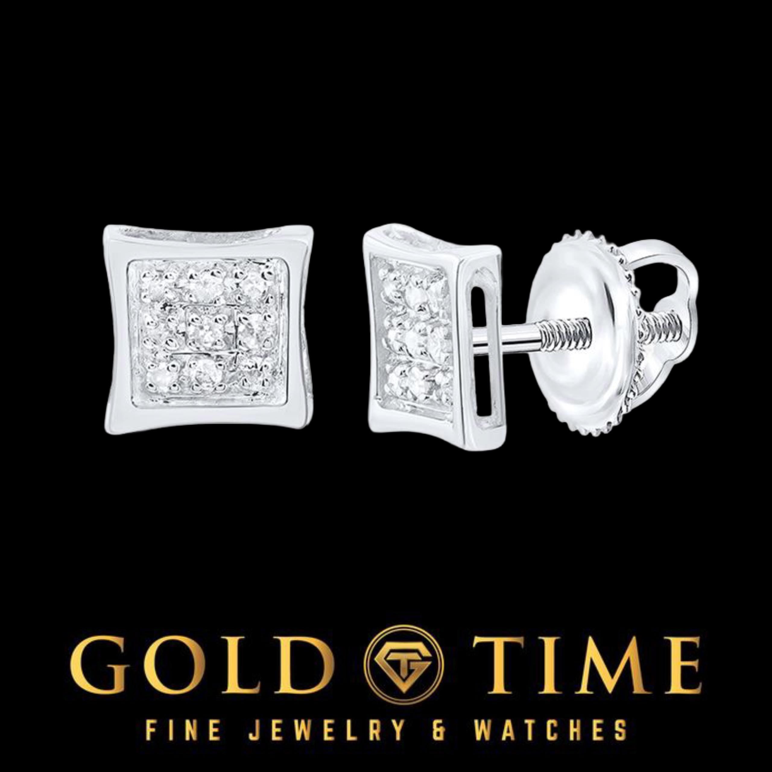 10K Gold and Diamond Kite Square Earrings