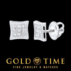 10K Gold and Diamond Kite Square Earrings