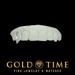 Custom Double Cap Grillz with Moissanite Open Face Fang & Tip