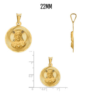 22mm Sacred Heart Jesus medal shown front and side with a ruler