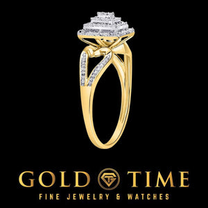 Side profile of the yellow gold diamond cluster ring