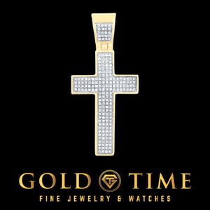 10K yellow gold pave diamond cross pendant