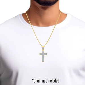 Diamond cross pendant worn on a chain, chain not included