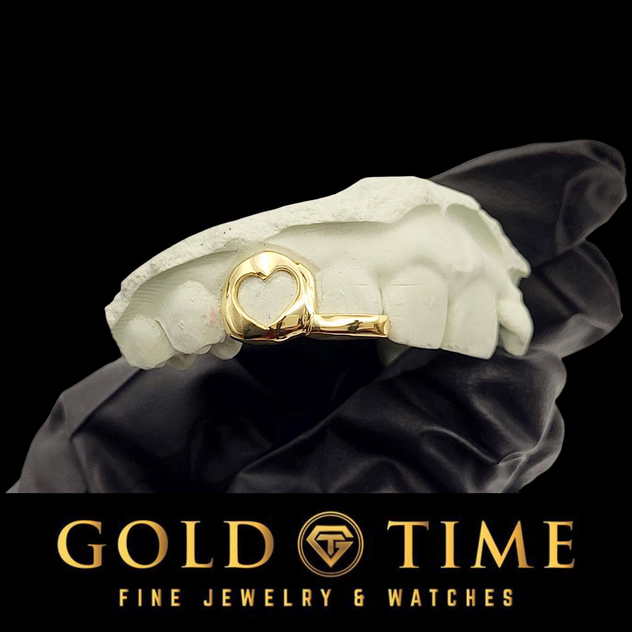 Custom Made to Order Double Caps Grillz - Heart Cut Out, Solid Tip