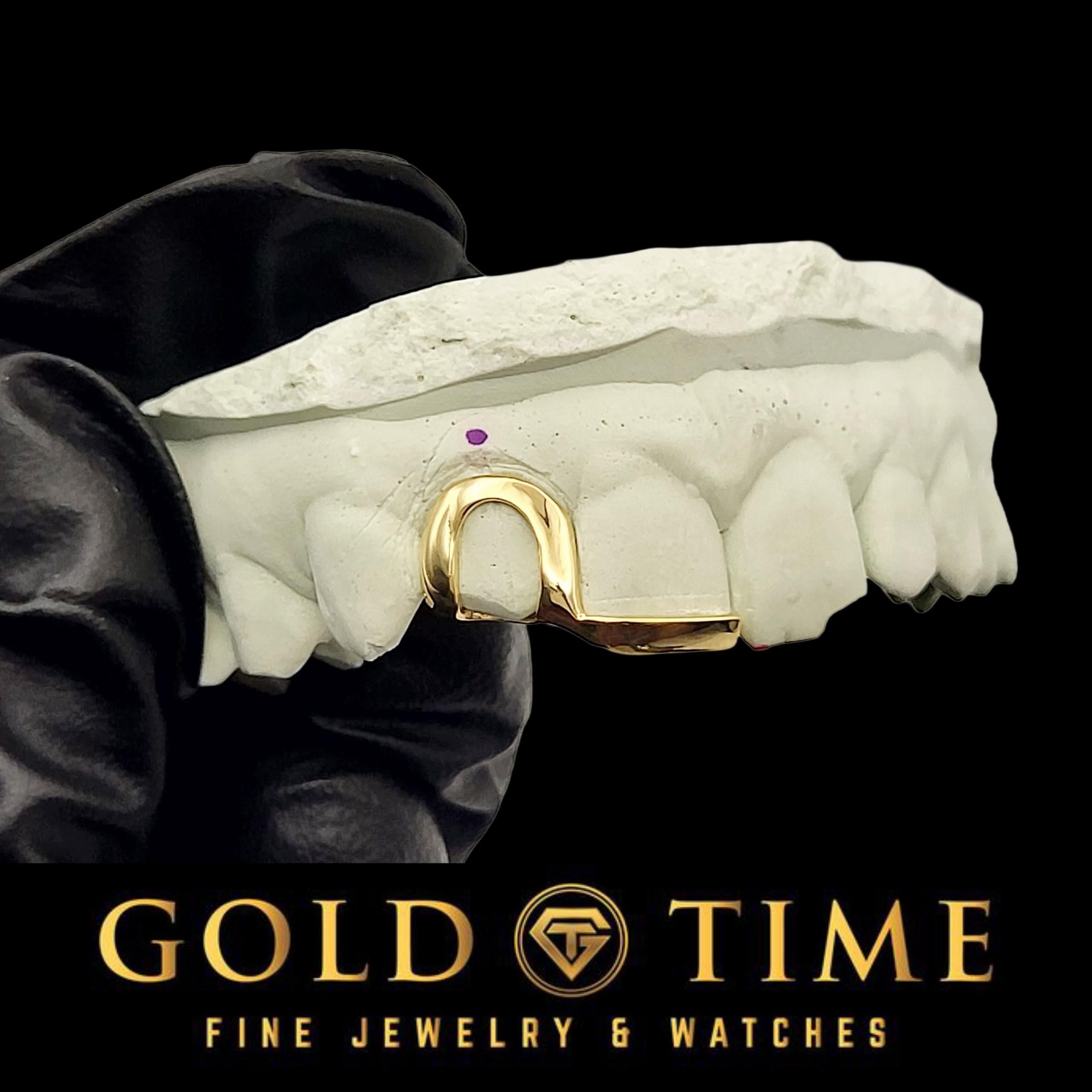 Custom Handmade Grillz Double Cap Solid Tip with Bottomless Open Canine