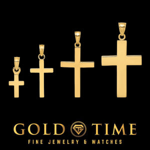 Yellow gold Latin cross pendants in four sizes