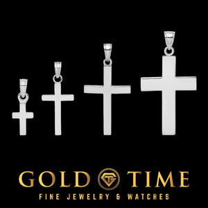 White gold Latin cross pendants in four sizes