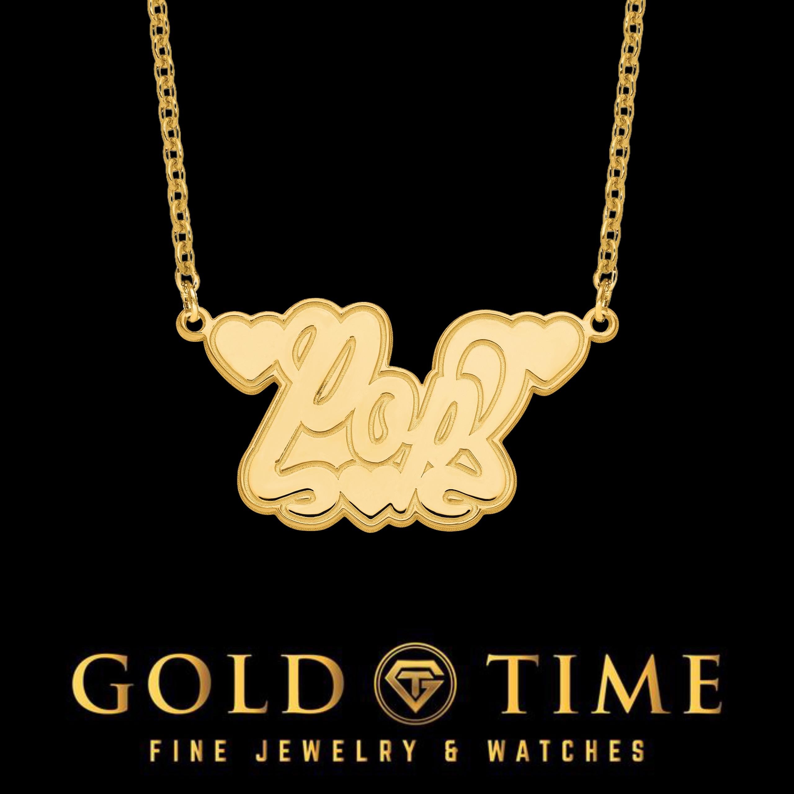 Custom Personalized Heart Name Necklace in Gold or Silver