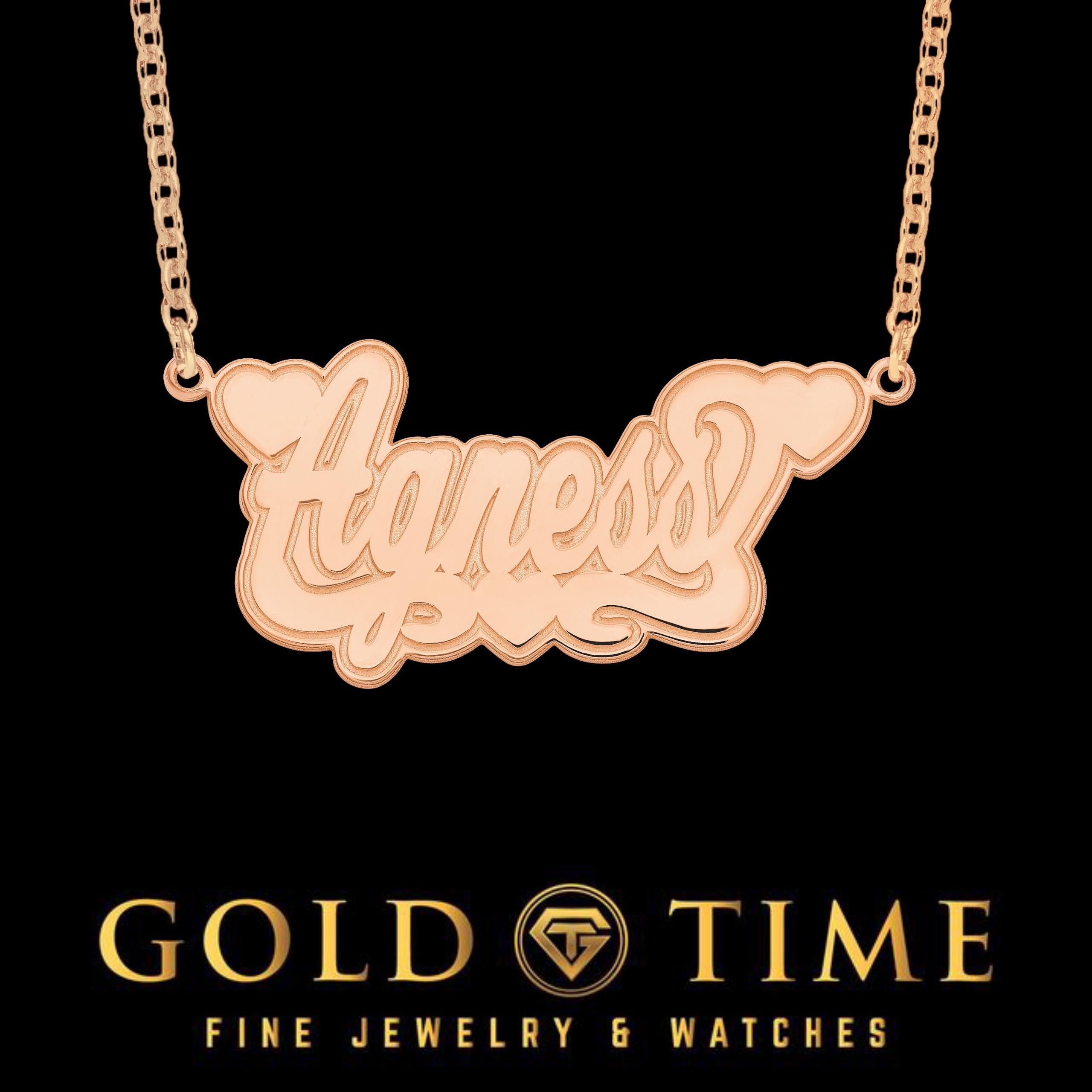 Custom Personalized Heart Name Necklace in Gold or Silver