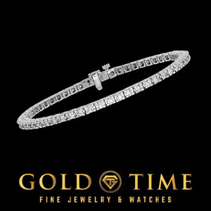 White gold diamond tennis bracelet on black