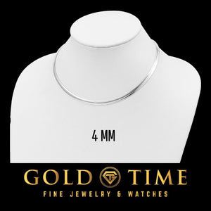 4mm sterling silver omega necklace on a display bust