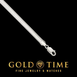 Sterling silver omega bracelet laid straight with lobster clasp