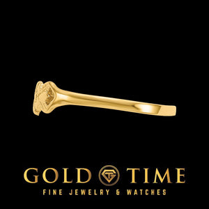Side profile of the yellow gold flower ring