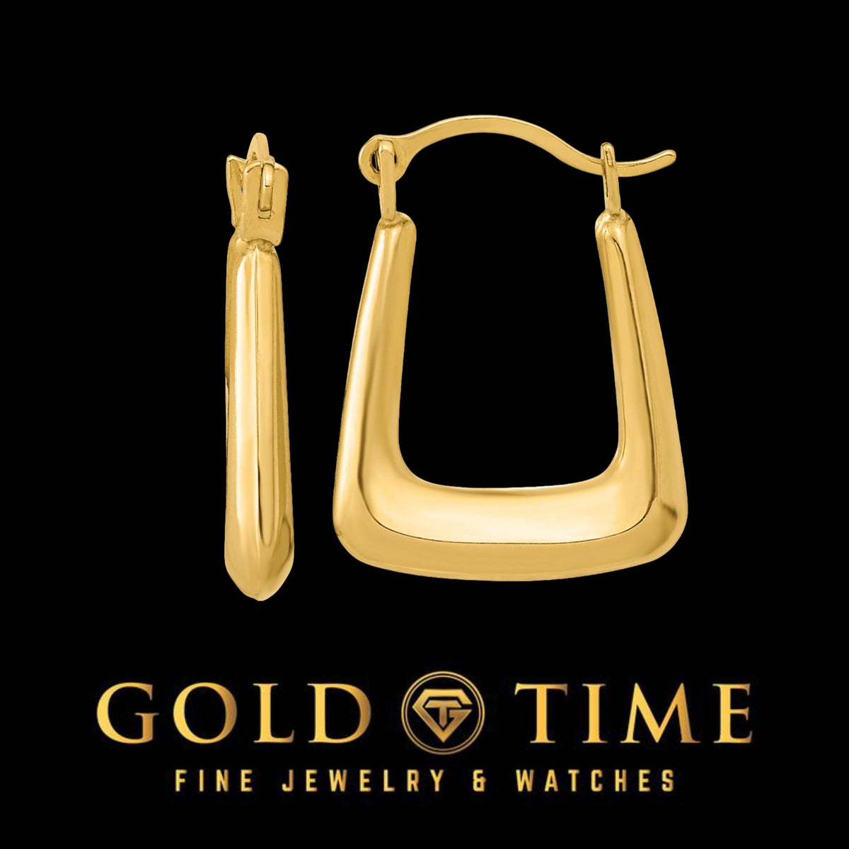 10k or 14k Gold Square Hoop Earrings, Modern Geometric Hoops