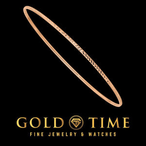 Rose gold diamond-cut slip on bangle on black