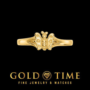 Top view of the yellow gold baby butterfly ring