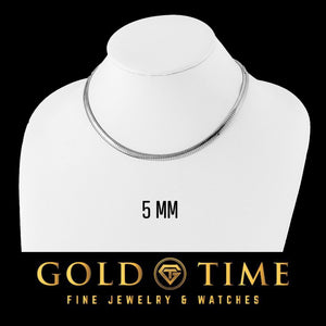 5mm sterling silver omega necklace on a display bust
