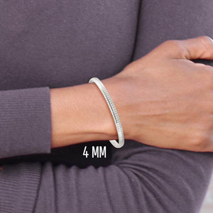 4mm sterling silver omega bracelet worn on the wrist