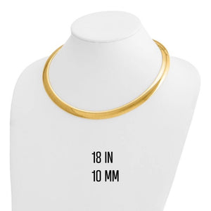 10mm yellow gold omega necklace, 18 inch, on a display bust