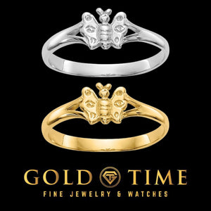 Baby butterfly rings in white gold and yellow gold