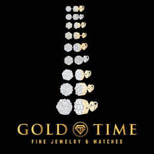 Size ladder showing every diamond flower cluster carat weight from smallest to largest