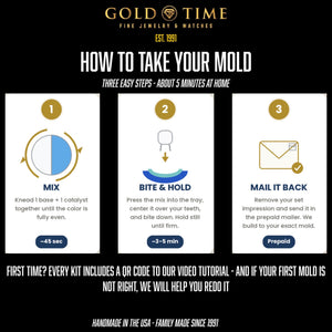 How to take your mold infographic with three steps: mix, bite and hold, and mail it back