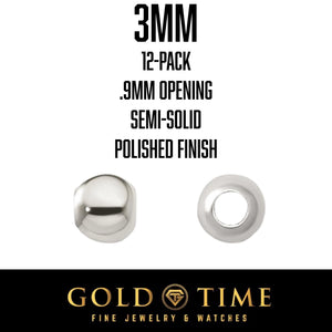 3mm sterling silver spacer bead, 12-pack, .9mm opening