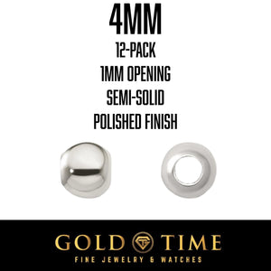4mm sterling silver spacer bead, 12-pack, 1mm opening
