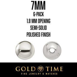 7mm sterling silver spacer bead, 6-pack, 1.8mm opening