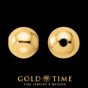 4mm 14K yellow gold spacer bead shown from the side and from the opening