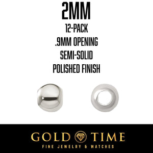2mm sterling silver spacer bead, 12-pack, .9mm opening