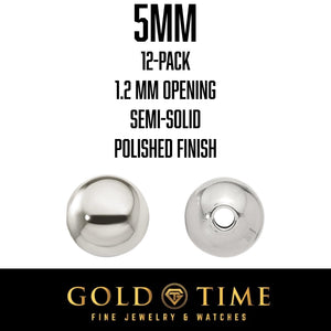 5mm sterling silver spacer bead, 12-pack, 1.2mm opening