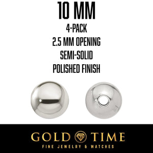 10mm sterling silver spacer bead, 4-pack, 2.5mm opening