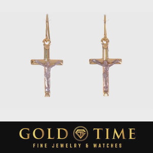 Video of the two-tone gold crucifix earrings