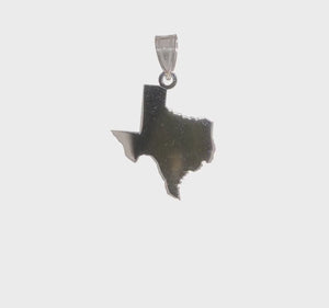 Video of a Texas state outline pendant rotating against a light grey background