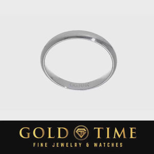 Video of the 3mm white gold comfort fit wedding band rotating to show the inside