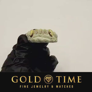 Video of the solid canine and moissanite gap bar grillz
