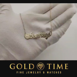 Product video of the soccer ball name plate necklace