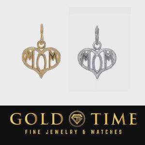 Video of yellow and white gold Mom heart charms
