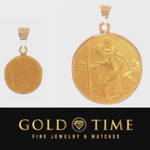 Video of the small and large 18K gold Saint Christopher medals side by side