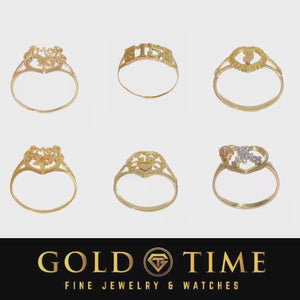 Video showing all six 14k gold quinceanera ring designs