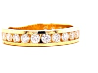 Video of the 14K yellow gold 1 cttw channel set diamond wedding band
