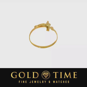 Video of the solid gold Jesus crucifix ring turning to show the raised cross detail