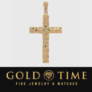Video of the yellow gold nugget cross pendant