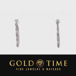 Video of small white gold heart hoop earrings
