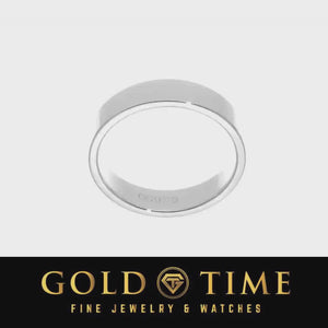 Video of a white gold engraved name band turning to show the engraving